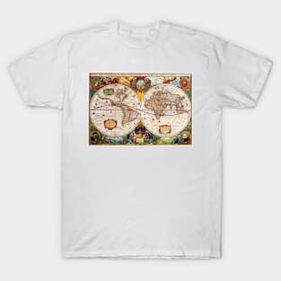 Henricus Hondius - World Map 1630 - Henricus Hondius - Ancient Worlds T-Shirt